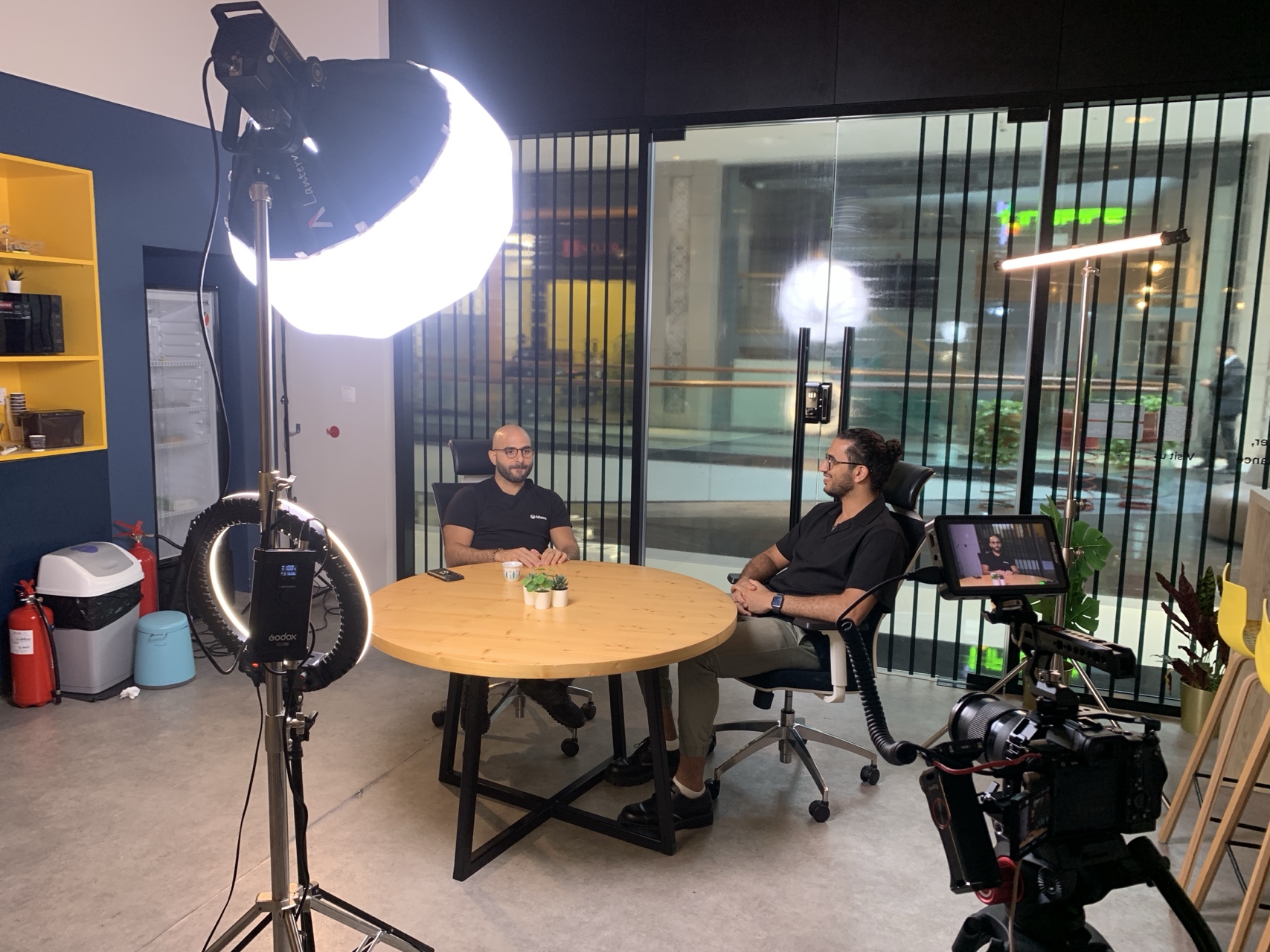 MAMO fintech podcast production session — Dubai office by CEMA